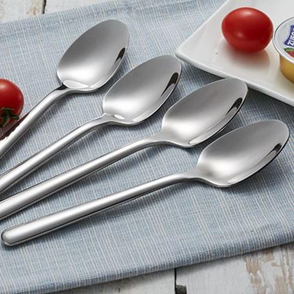 

korea big rice spoon soup large stainless steel dinner tablespoon long handle spoons dinnerwar rice/salad tableware
