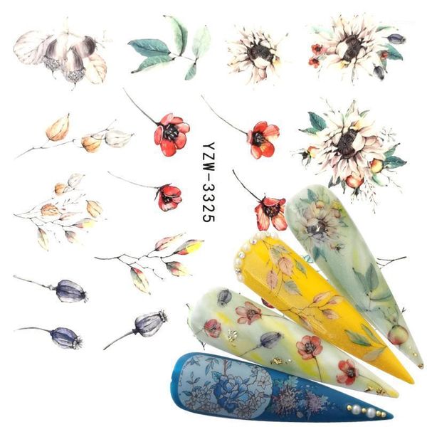 

pc flower bud glitter nail sticker water transfer decal decoration diy adhesive tips manicure art decals1, Black