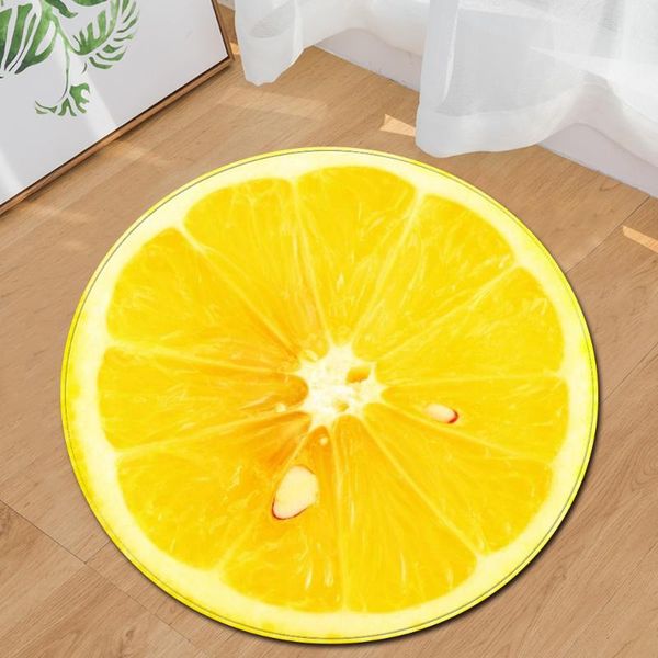 

carpets round carpet yellow area rug for living room bedroom anti slip tapis coffee table cute fruit floor mats 60cm