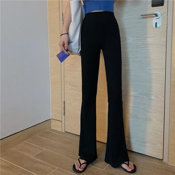 

women's pants & capris fashion high waist bell bottom for women clothes korean elasticity trousers hipster black sweatpants long ins, Black;white