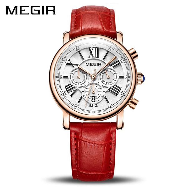 

wristwatches megir fashion women bracelet watches ladies quartz watch clock for lovers relogio feminino sport, Slivery;brown