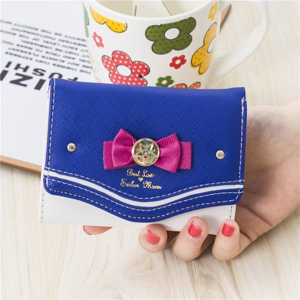 

wallets 2021 short women's wallet horizontal section square contrast color bow cute beautiful girl wild handbag, Red;black