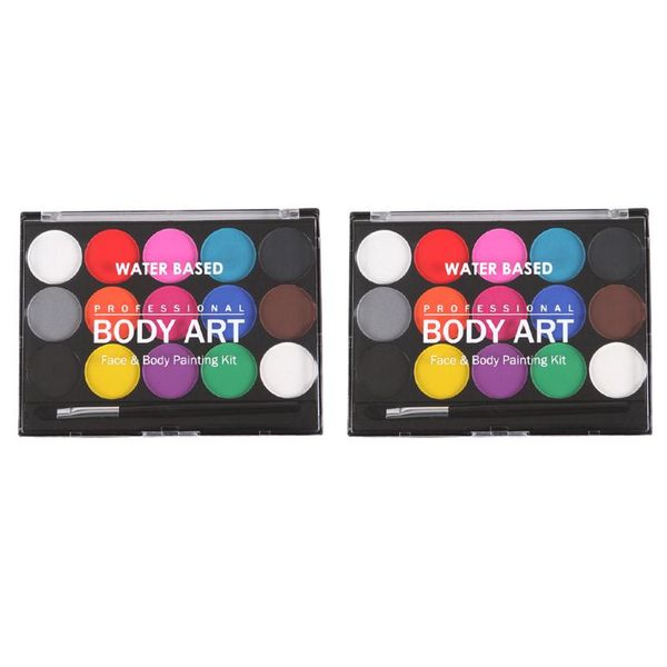 

party masks 2 sets 15 colors non-toxic face body painting halloween fancy art kits