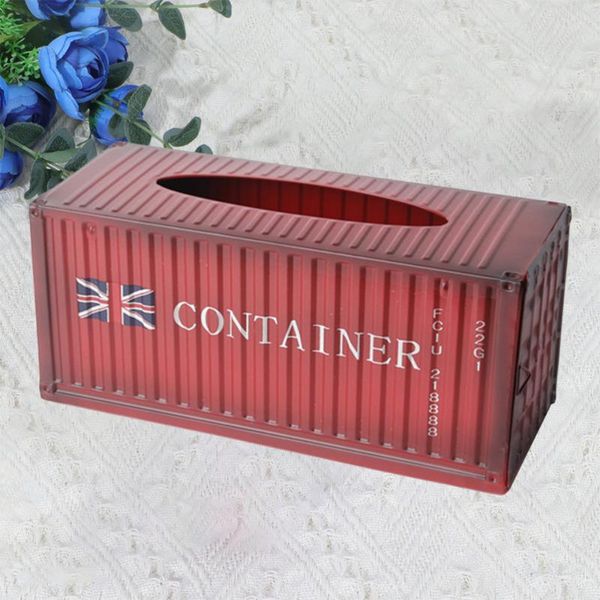 

casual metal tissue boxes desknapkin box organizer holder rack ornament home decor for office (red, flag pattern & napkins