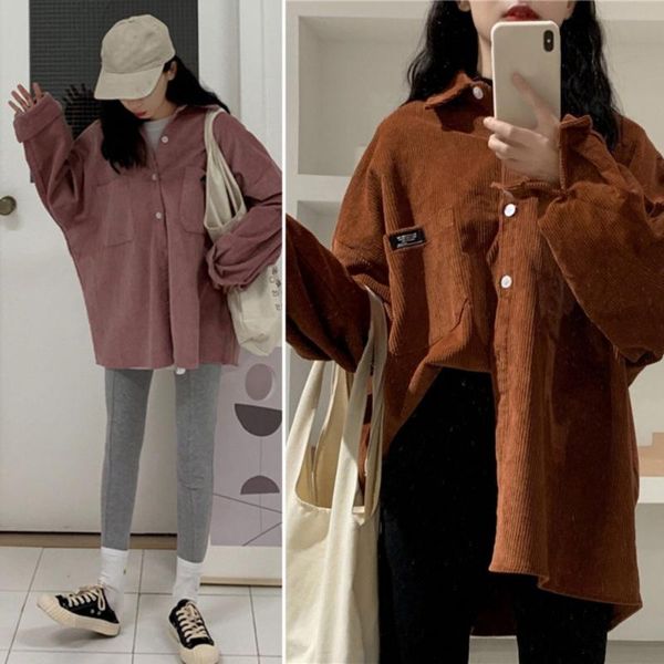 

women's jackets corduroy jacket female long sleeves autumn spring fashion casual vintage coat outwear, Black;brown