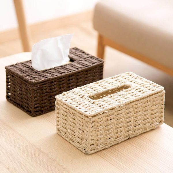 

tissue boxes & napkins handmade weaving removable box paper storage case home el desknapkin container simple style hollow rectangle