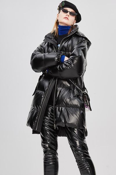 

women's down & parkas winter european down jacket female long hooded thickened ins online celebrity mn78, Black