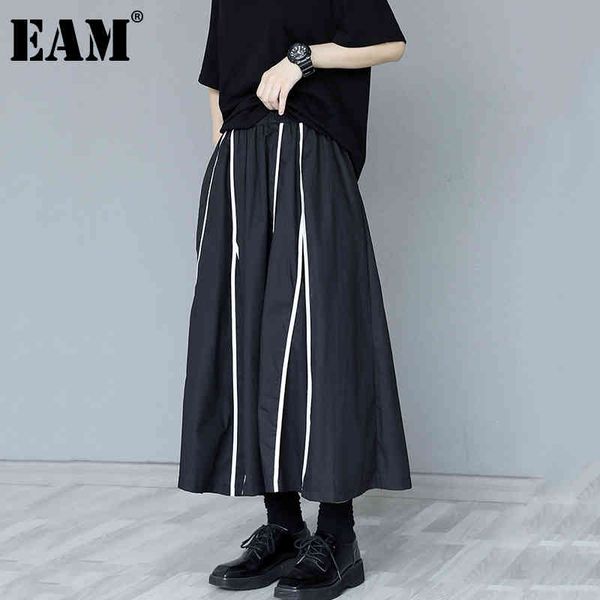 

[eam] high elastic waist black white contrast color casual half-body skirt women fashion spring autumn 1dd7171 21512