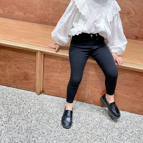 

autumn arrival girls fashion skinny pants kids black leggings trousers, Blue