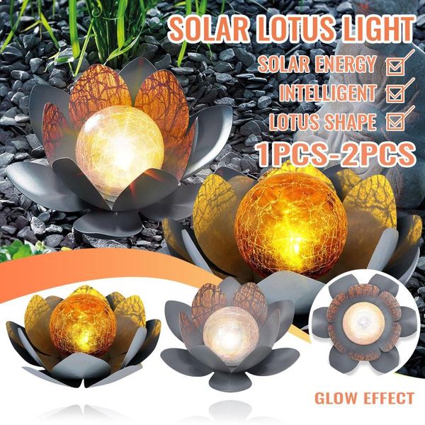 

led metal solar flower outdoor glass ball decoration dreamy lighting effect garden night lights 2021 decorations