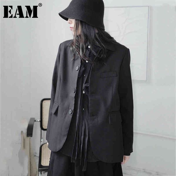 

[eam] women black pocket big size casual blazer lapel long sleeve loose fit jacket fashion spring autumn 1dd7638 21512, White