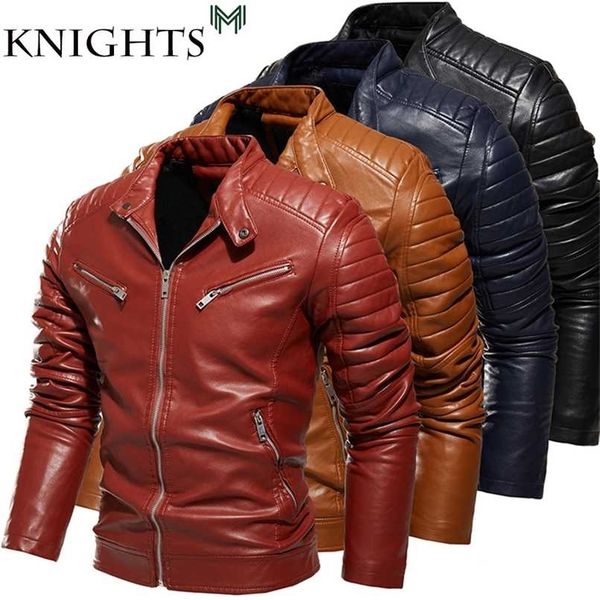

men's autumn and winter men fashion coat leather jacket motorcycle style male business casual jackets men 211119, Black