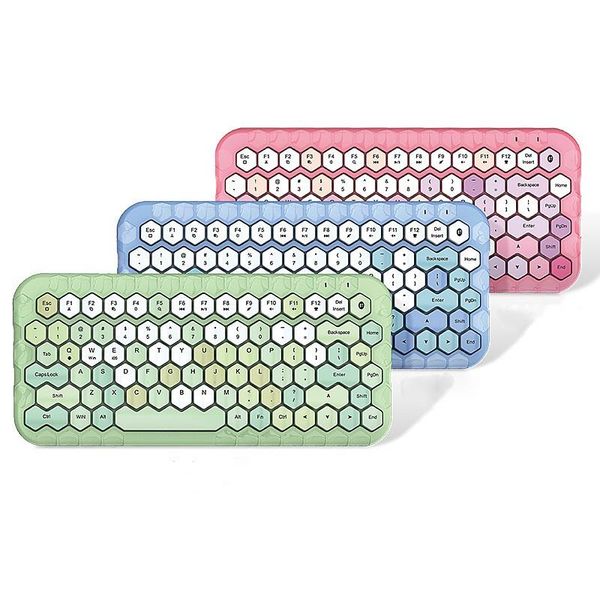 

cute mini office typing bluetooth 5.0 keyboard prismatic keycap punk 83 keys layout wireless tablets mobile pc keyboards