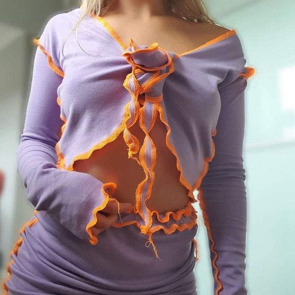 

women's tracksuits fashion matching sets women v neck party 2 piece outfits long sleeve bandage crop and skirt set, Gray