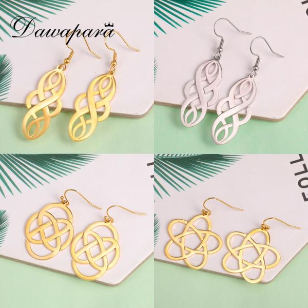 

dangle & chandelier dawapara celtics knot drop earrings for women good luck irish vintage love round pendants stainless steel, Silver