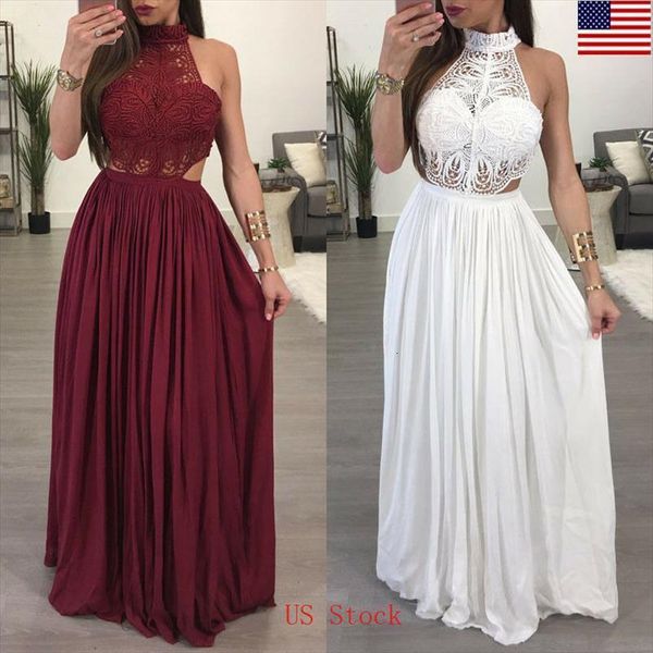 

us stock boho casual womens dresses long evening party, Black;gray