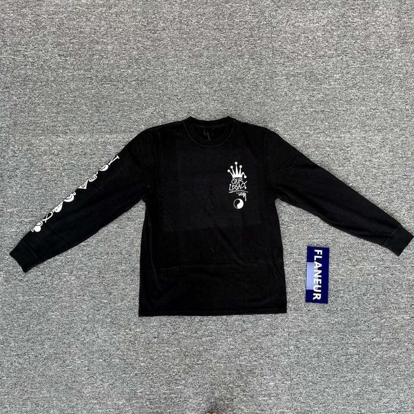 

fla independent our legacy co branded yin yang tai chi poker t-shirt long sleeve sweater autumn loose round neck casual, Black