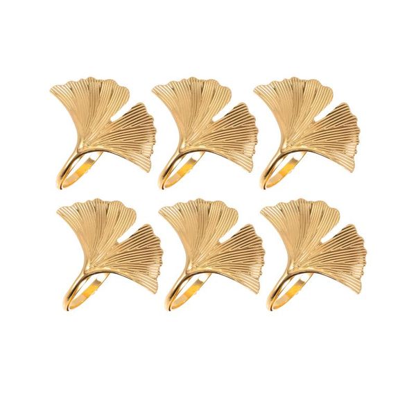 

napkin rings 6pcs festival party leaf stainless steel clasps for decor