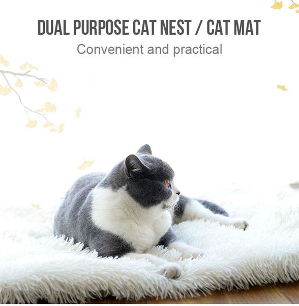 

cat beds & furniture pet accessories warm puppy sleeping nest 2 in 1foldable cushion super soft long plush bed mats small dog rest blanket