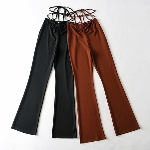 

women's pants & capris spice girls wear wrapped straps casual 2021 ins bloggers high waist elastic horn trousers dlzk410, Black;white