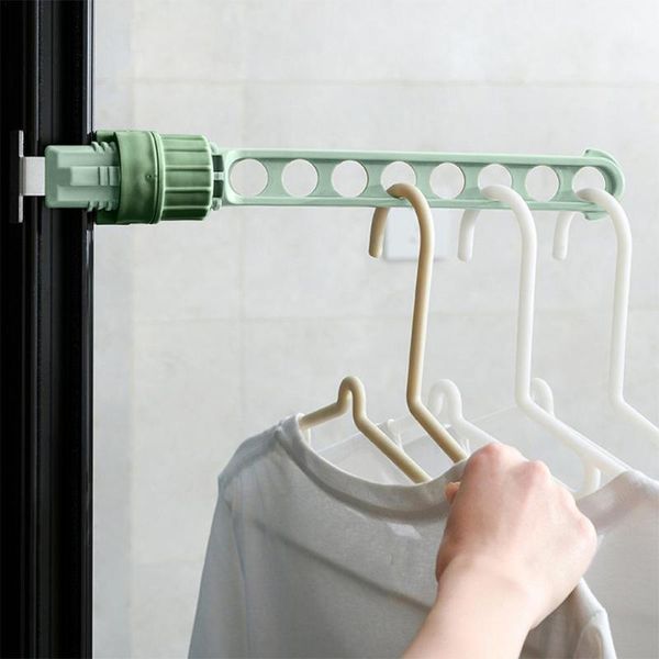

hangers & racks clothes drying rack window balcony hanging stand stainless steel 8 holes rod for outdoor travel