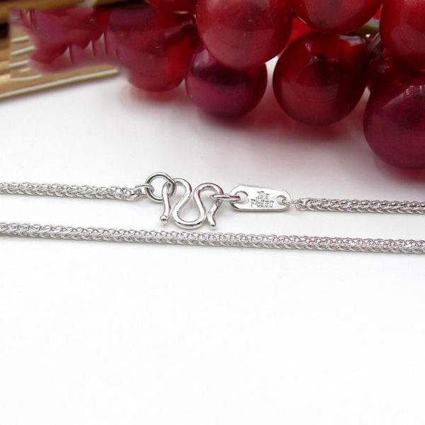 

chains real platinum 950 necklace women's female 1.2mmw hollow wheat chain 16/18inch neckalce pt950 jewelry, Silver