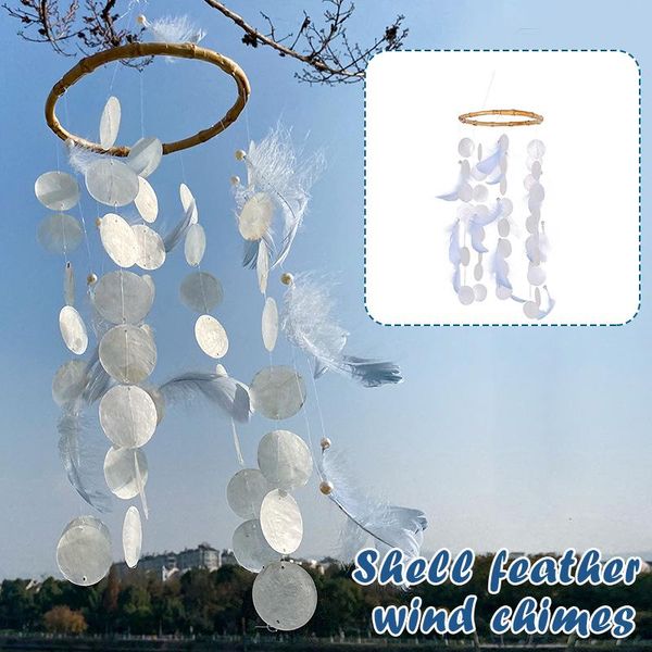 

decorative objects & figurines wind chimes with shells feathers natural relaxing soothing sound home hanging decor ornaments gifts for outsi