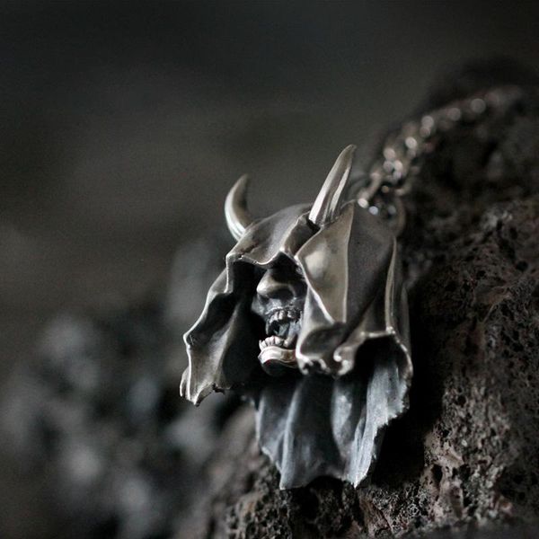 

pendant necklaces retro unique design punk cloak skull necklace suitable for men's rock party locomotive accessories halloween, Silver