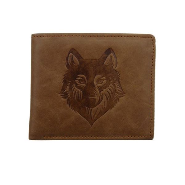 

wallets fashion design men genuine leather cowhide wallet dollar price wolf short coin purse fold portfolio carteira masculina handy bag, Red;black