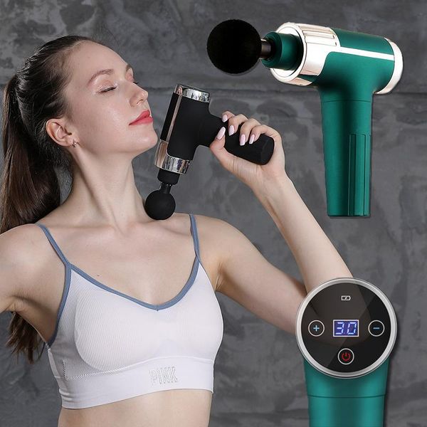 

massage gun 30 gears usb mini therapy full body massager pain sport machine relax slimming relief with 4 heads