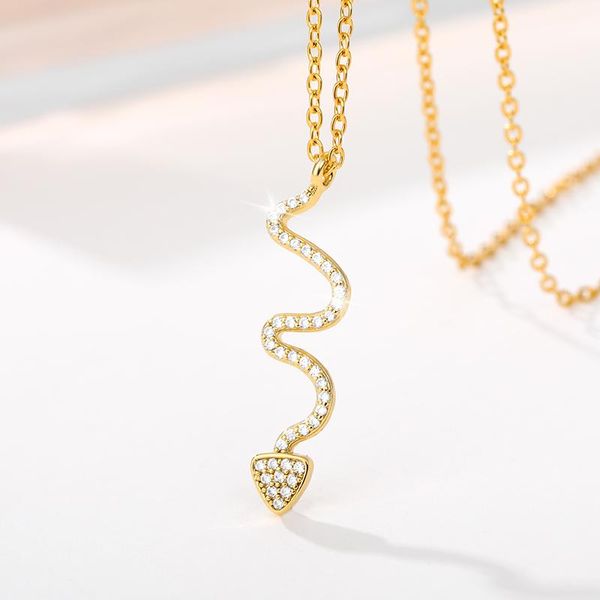 

animal snake dangle rainbow zircon pendant necklace for women minimalist style trendy female birthday jewelry bijoux gift necklaces, Silver