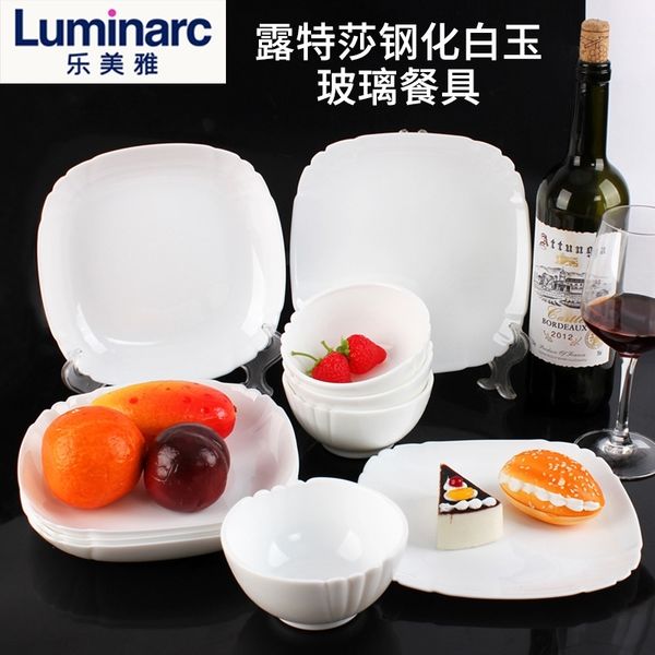 

french bow and arrow lemeiya white jade tableware 10 piece full tempered glass rice bowl plate high temperature resistant gift set