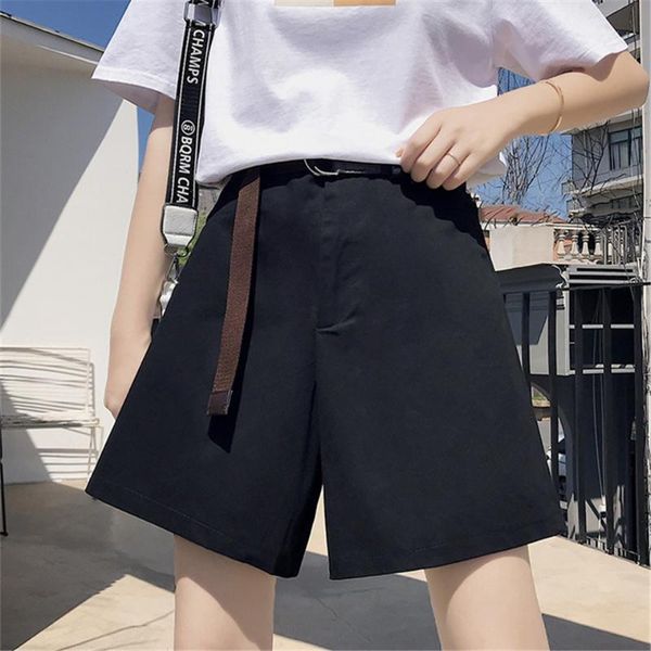 

women's shorts summer casual solid all-match women vintage loose tooling female fashion straight ladies femme, White;black