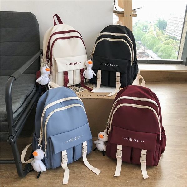 

korean style women backpack nylon waterproof school bag lightweight large-capacity travel