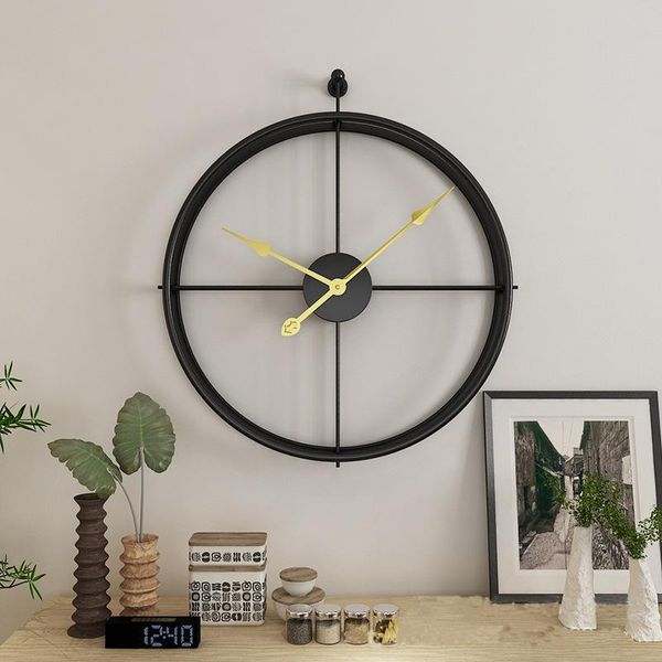 

modern 3d wall clocks battery operated decorative round iron metal clock for living room , bedroom