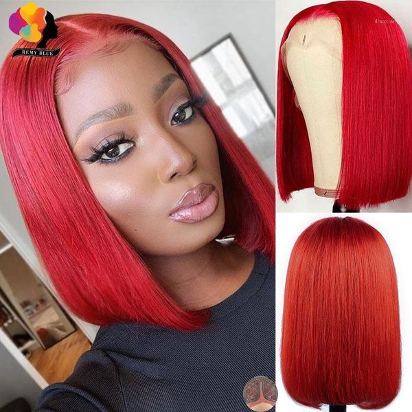 

red short bob human hair wig t part lace wigs preplucked peruvian 13x1 remy with baby remyblue 1501, Black;brown