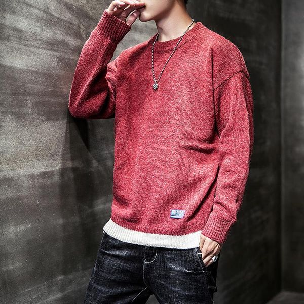 

men's sweaters sweater knitted korea fashion pullovers 2021 autumn winter men clothes harajuku clothing oversized long sleeve, White;black