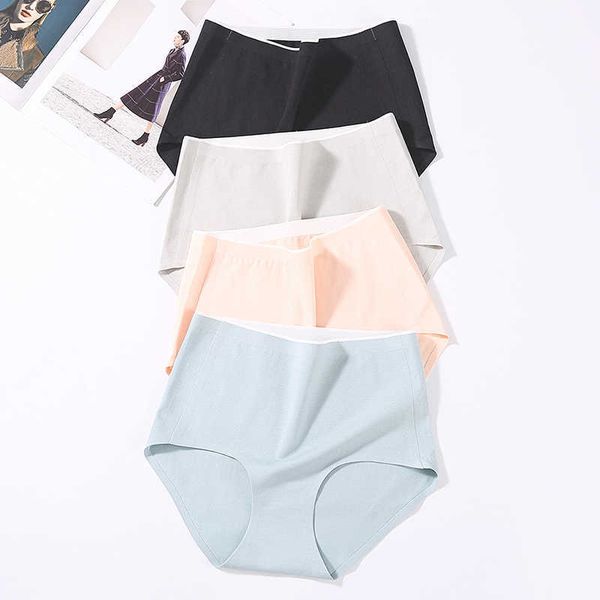 

women's panties 1pcs pure color high-waist women underpants one-piece elastic silk seamless underwear shaping briefs breathable lingeri, Black;white