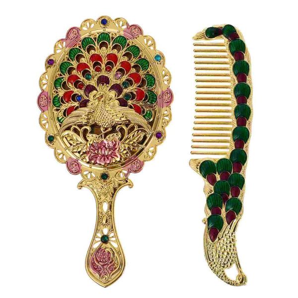 

hair brushes 1 set portable makeup mirror mini vanity with comb elegant, Silver