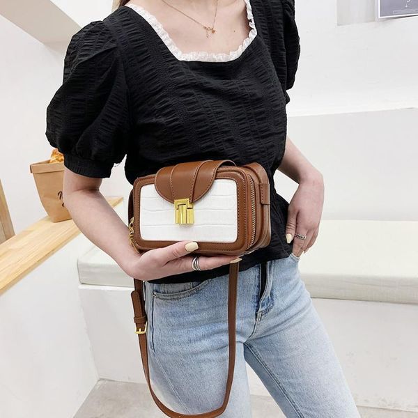 

fashion square bags 2021 women's brand shoulder bag pu leather small female crossbody crocodile pattern daily packet evening