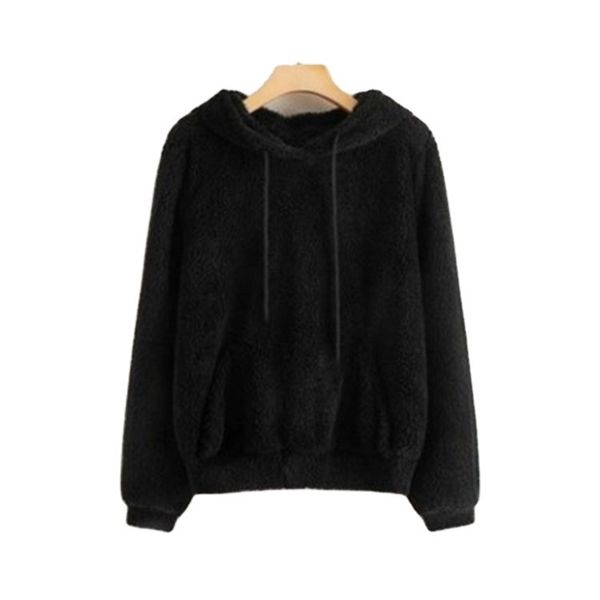 

autumn winter 2020 new women's double face plush hooded and bagged sweater, Black