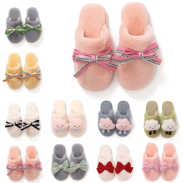 Slippers por atacado de pele amarela de inverno mulheres para rosa slides de neve branca de moda interna Moda ao ar livre Meninas fúrias sapatos macios e confortáveis 36-41 520 Ry