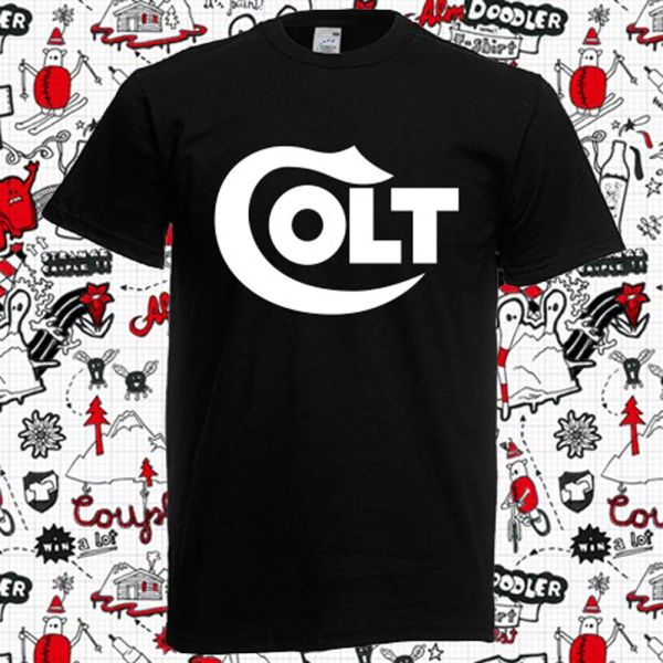 

new colt firearms gun logo men's black t-shirt size s to 3xl, White;black