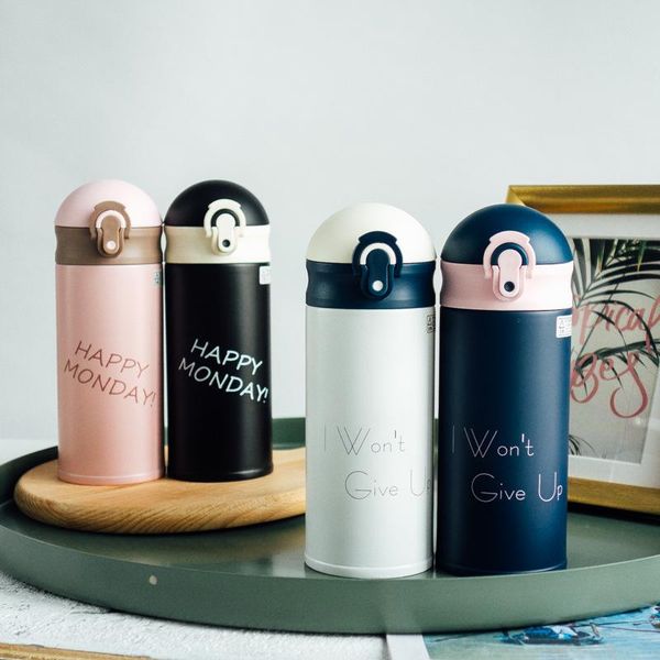 

thermal flask stainless steel vacuum insulated water bottle borraccia termica simple literary portable outdoor cup fashion bottles