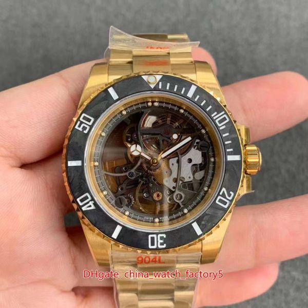

vr maker perfect version watches 3 color 40mm 116610 skeleton carbon fiber bezel cal.3130 movemen transparent mechanical automatic mens watc, Slivery;brown
