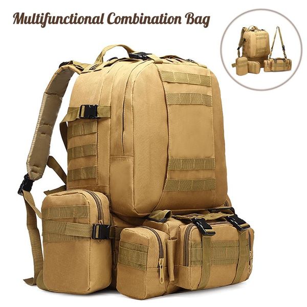 

outdoor bags 4 in1detachable multifunction backpack 50l molle military pouch sets army tactical combination bag mountaineering travel hiking