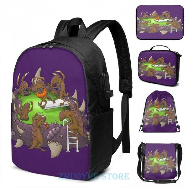 

backpack funny graphic print spawning pool usb charge men school bags women bag travel laptop