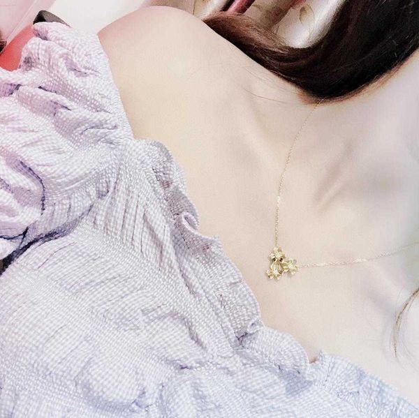 

brand pure 925 sterling silver jewelry for women 3 leaf flower neckalce flower pendant luck clover sakura wedding party necklace309c