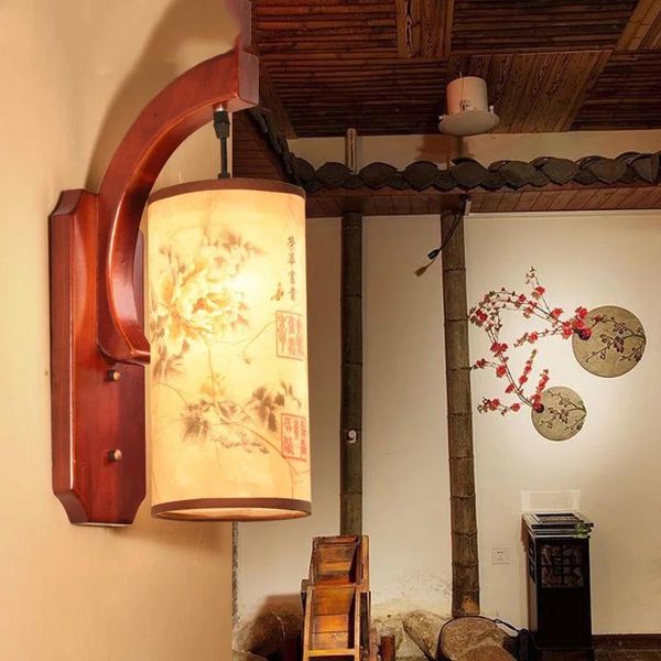 

wall lamp modern contracted chinese style solid wood bedroom bedside sweet sitting room archaize art wind
