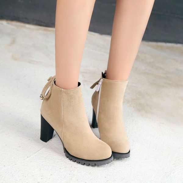 

boots big size 9 10 11 12 women shoes ankle for ladies woman winter solid color round side zipper, Black
